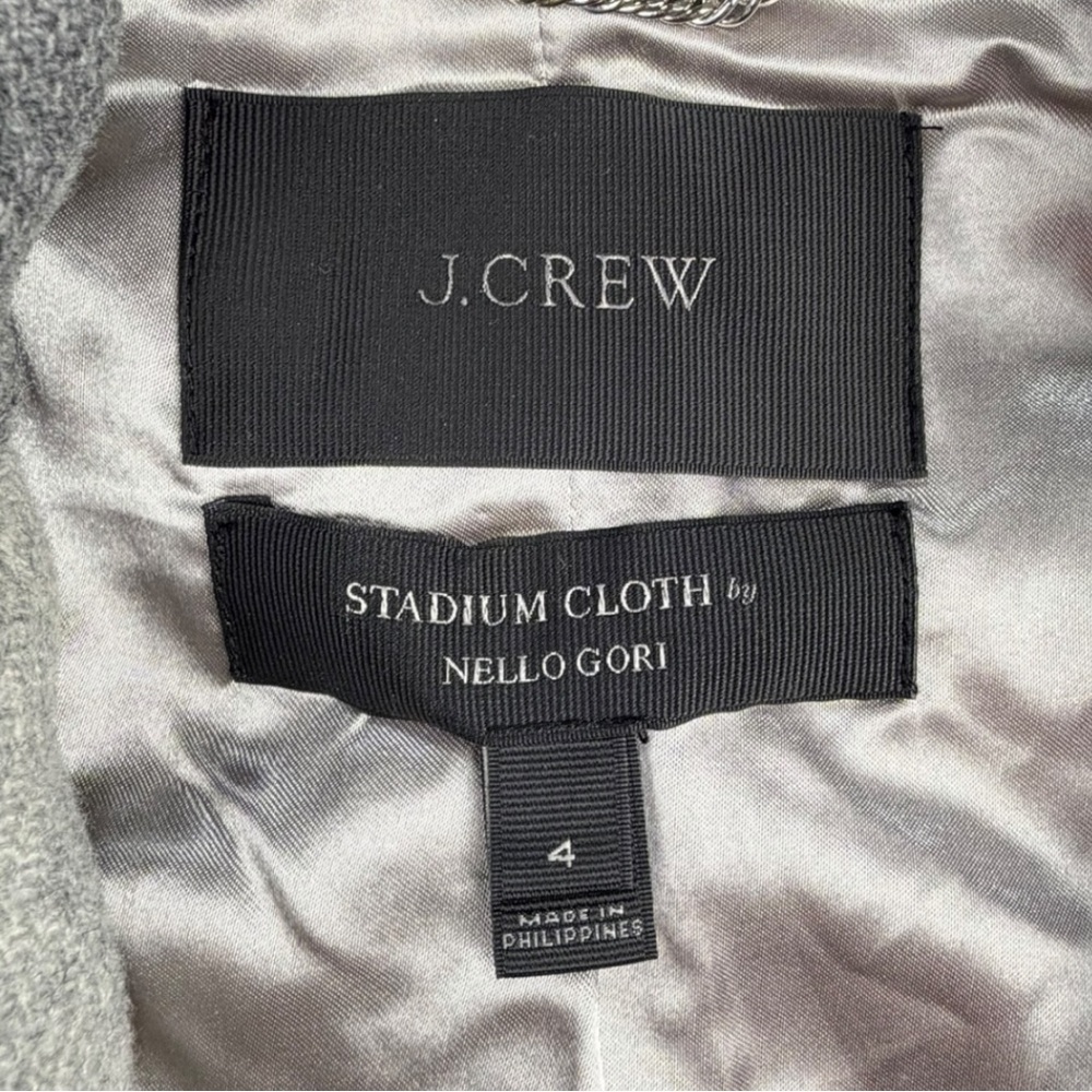 J.CREW Women's Italian Wool Stadium Cloth Cocoon Coat In Grey/Black Size 4 - Picture 7 of 13